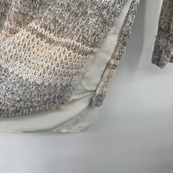 Chicos 2 Womens Knit sweater Layered Design Size large Beige Gray Cotton Blend - Picture 7 of 13